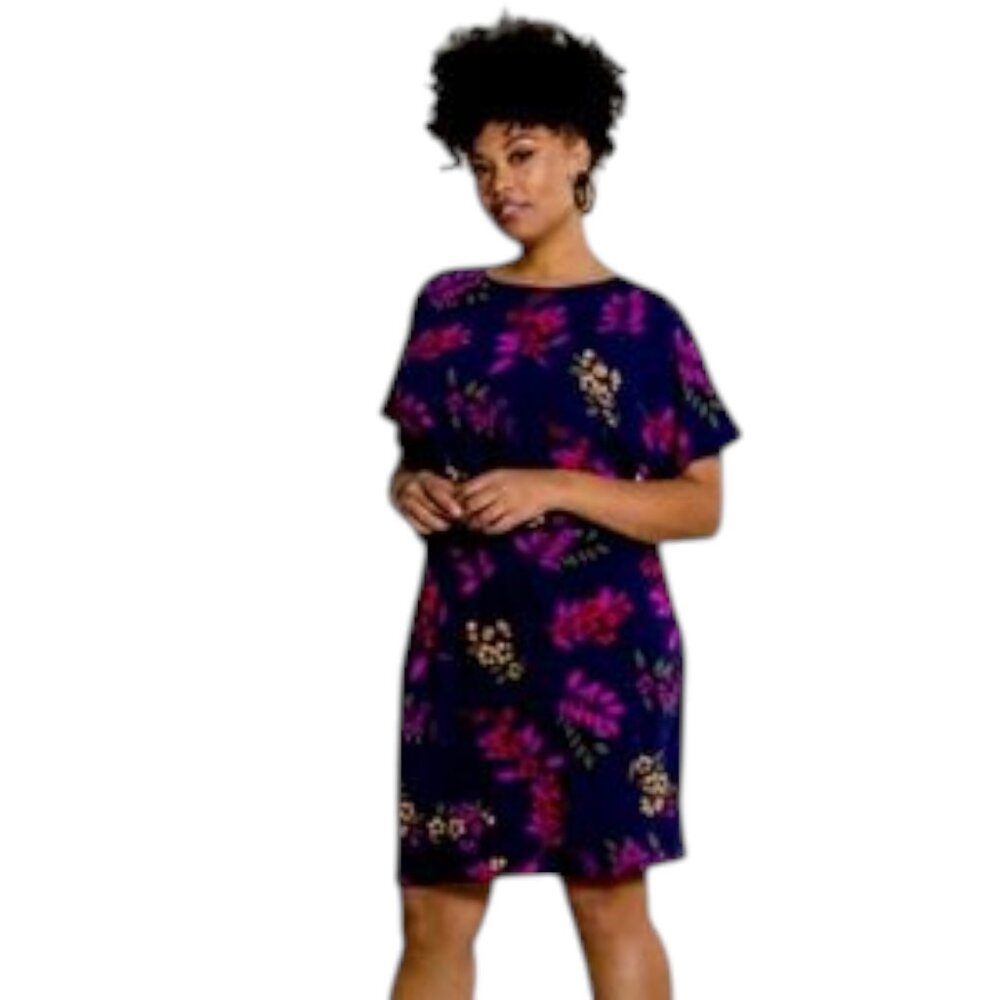 Leota Curve Tiffany Dolman Sleeve‎ Dress Malibu Classic Navy Plus Size 3L NWT